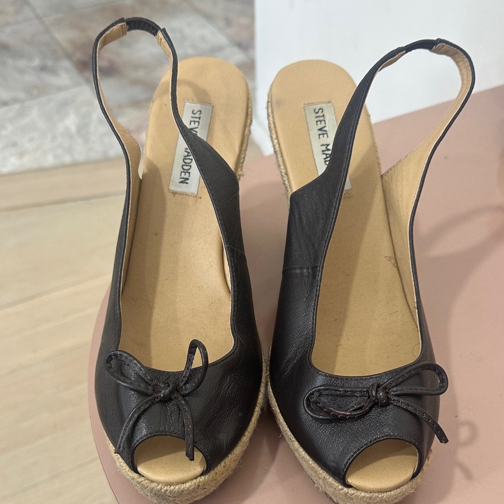 Steve Madden Black Espadrille Slingbacks